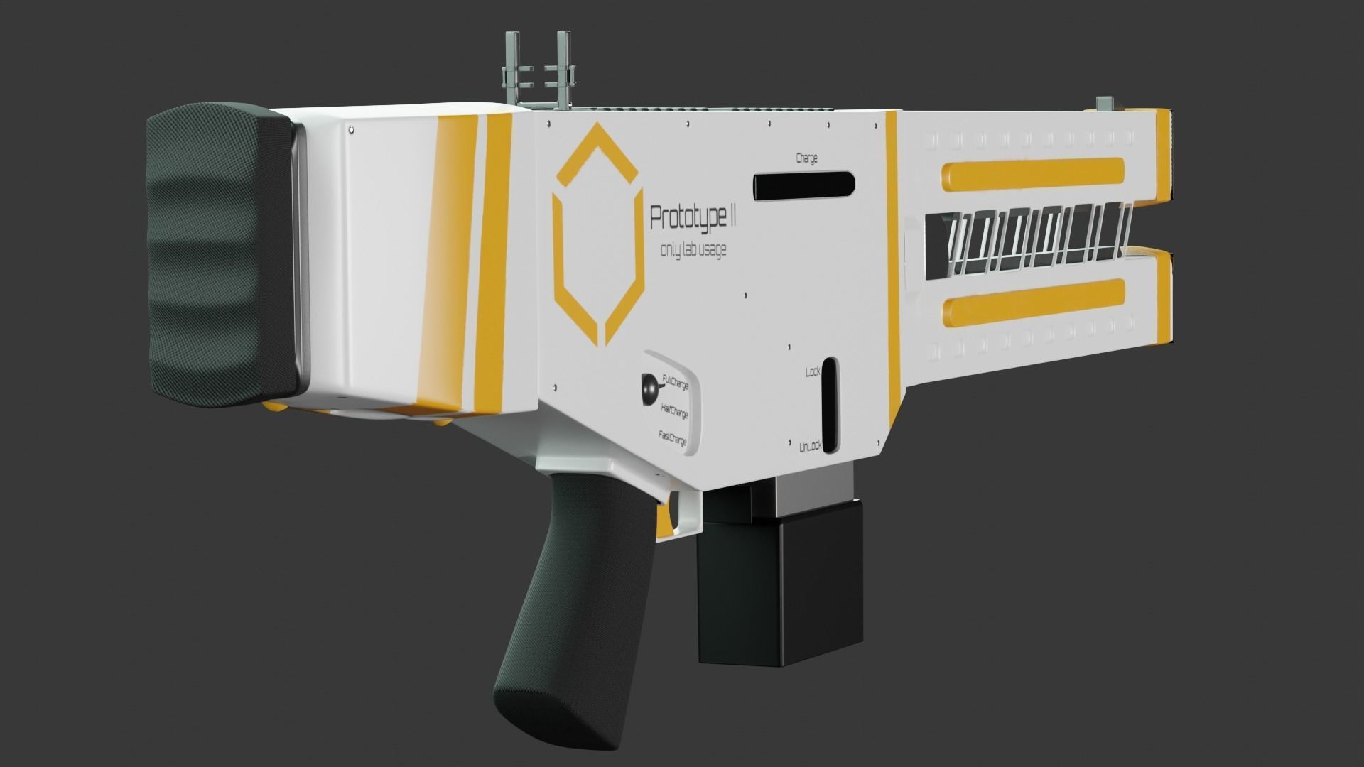 Railgun gun with stripes 3D model_3