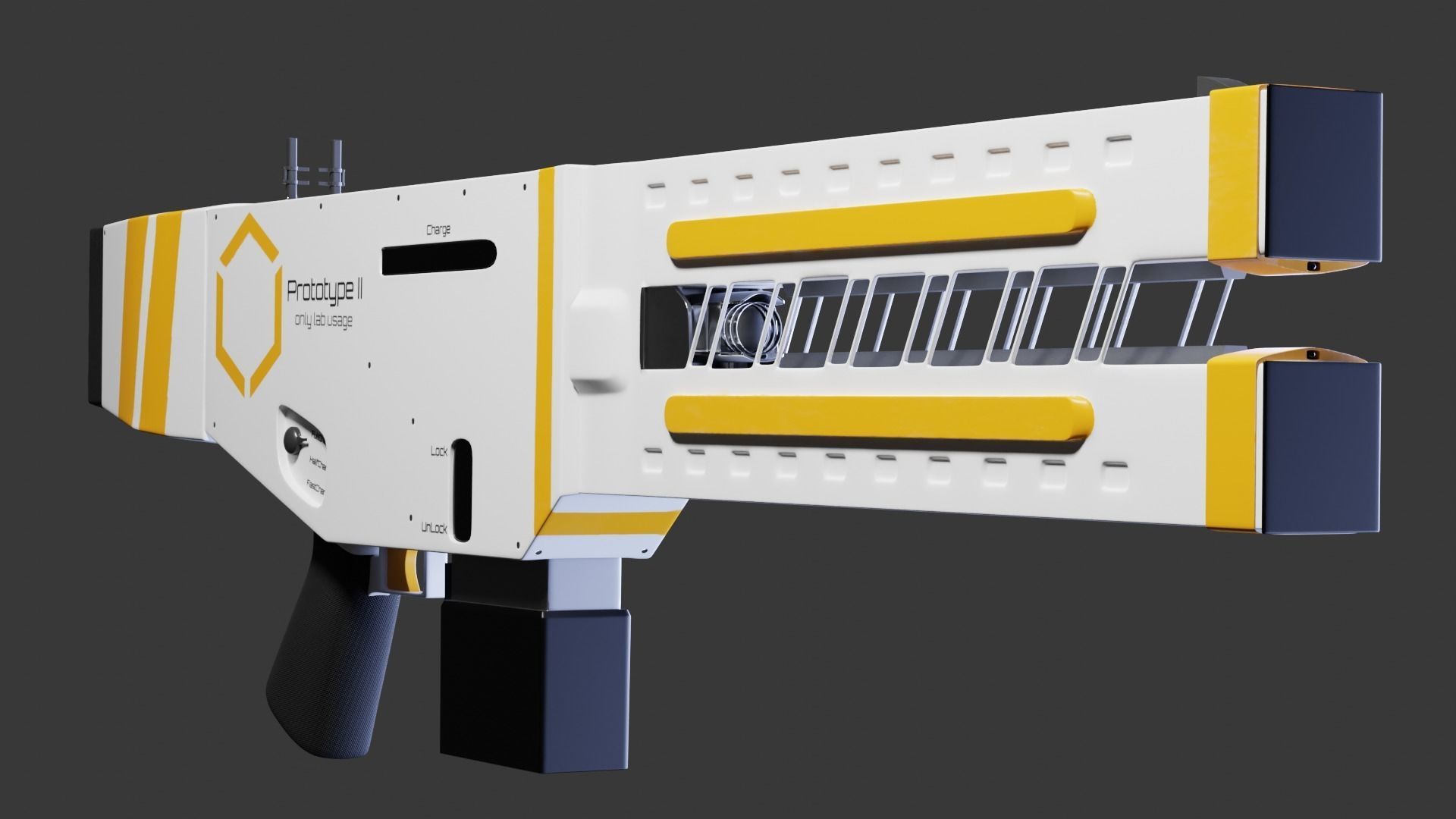 Railgun gun with stripes 3D model_7