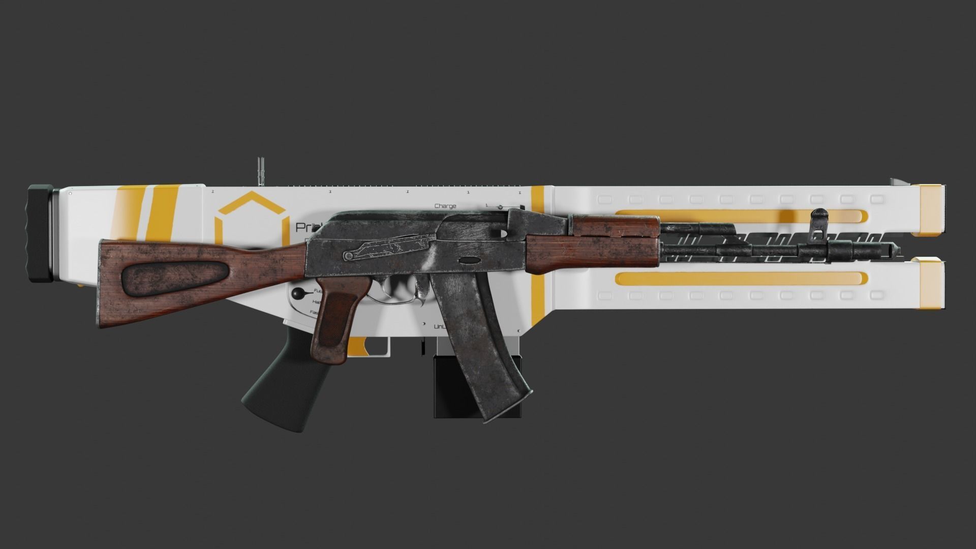 Railgun gun with stripes 3D model_25