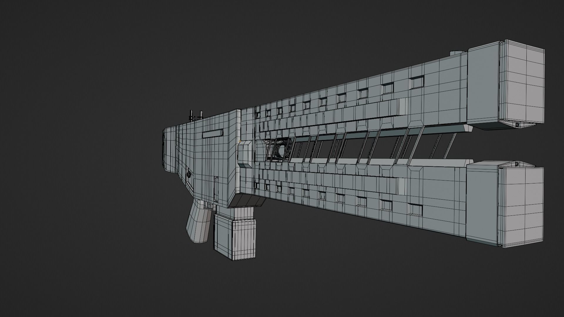 Railgun gun with stripes 3D model_35
