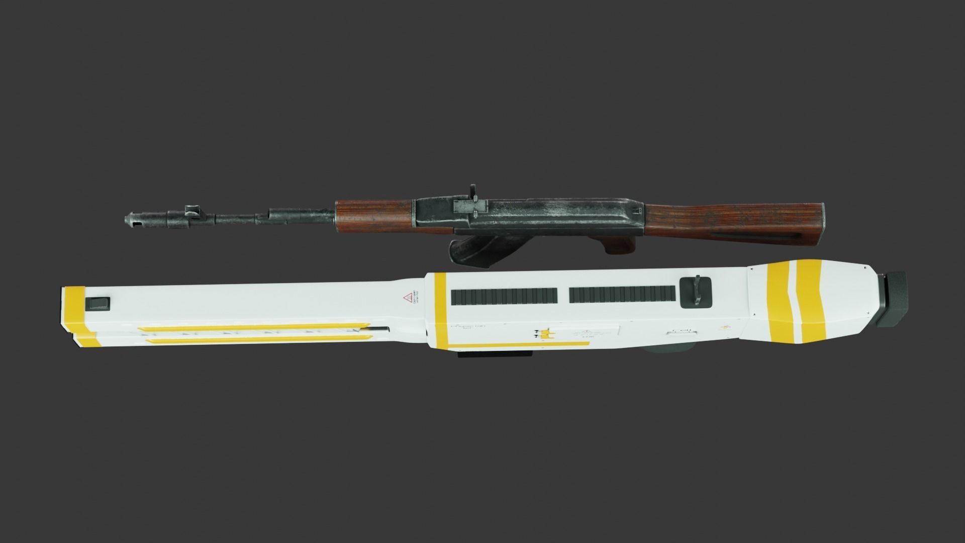 Railgun gun with stripes 3D model_24