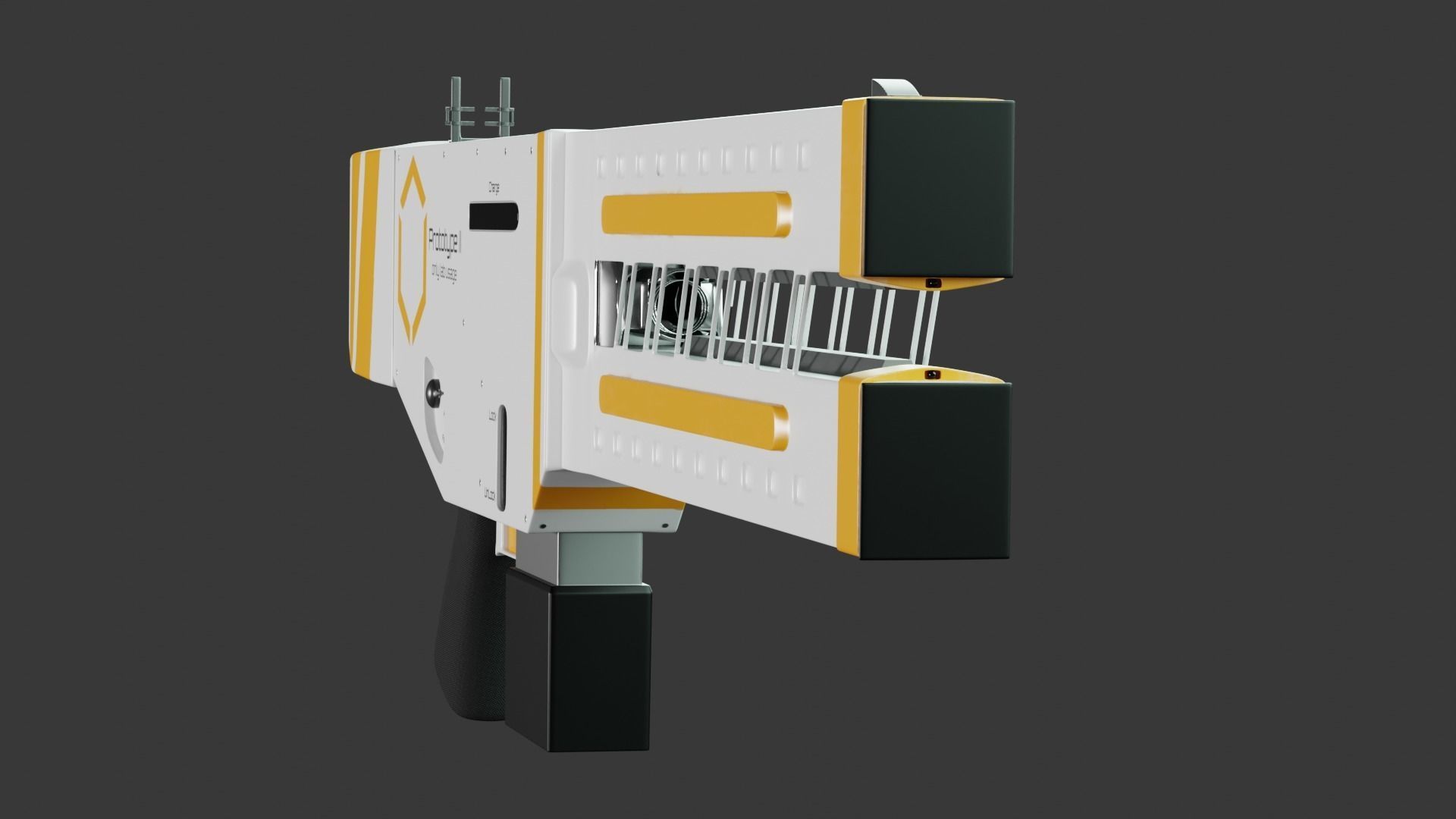 Railgun gun with stripes 3D model_4