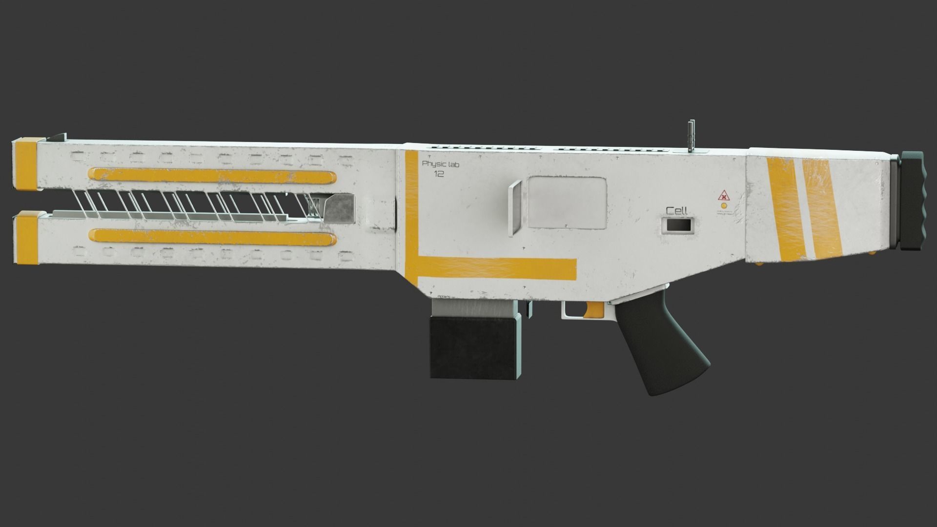 Railgun gun with stripes 3D model_13