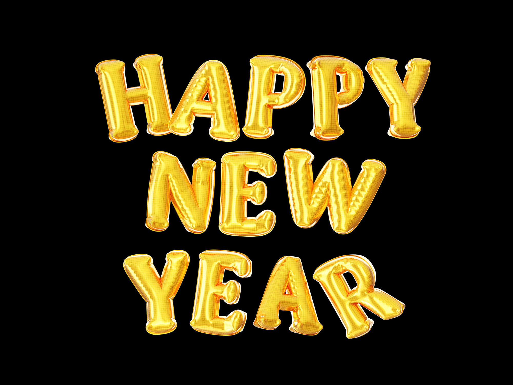 Happy New Year balloons 3D model_1