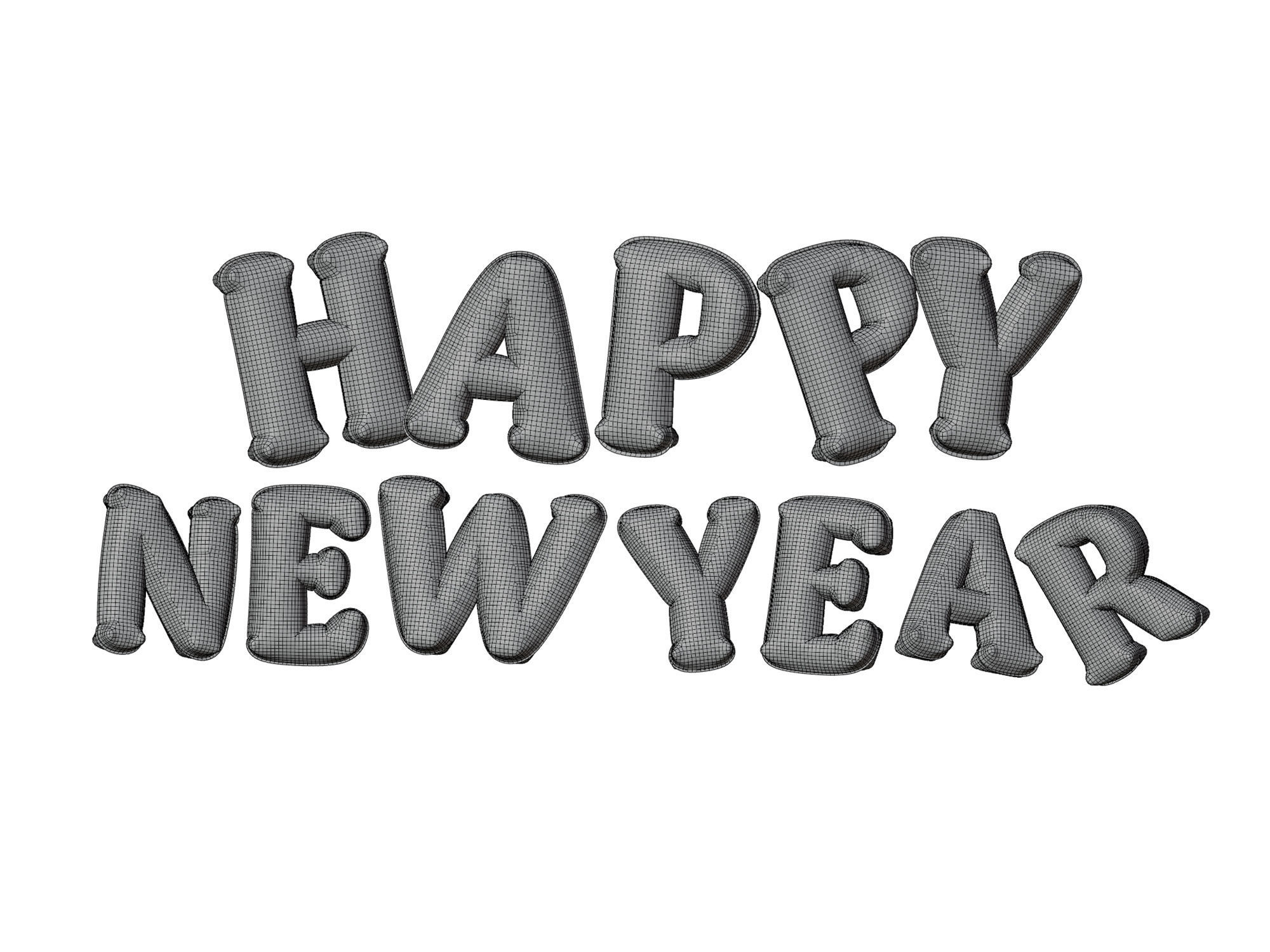Happy New Year balloons 3D model_6