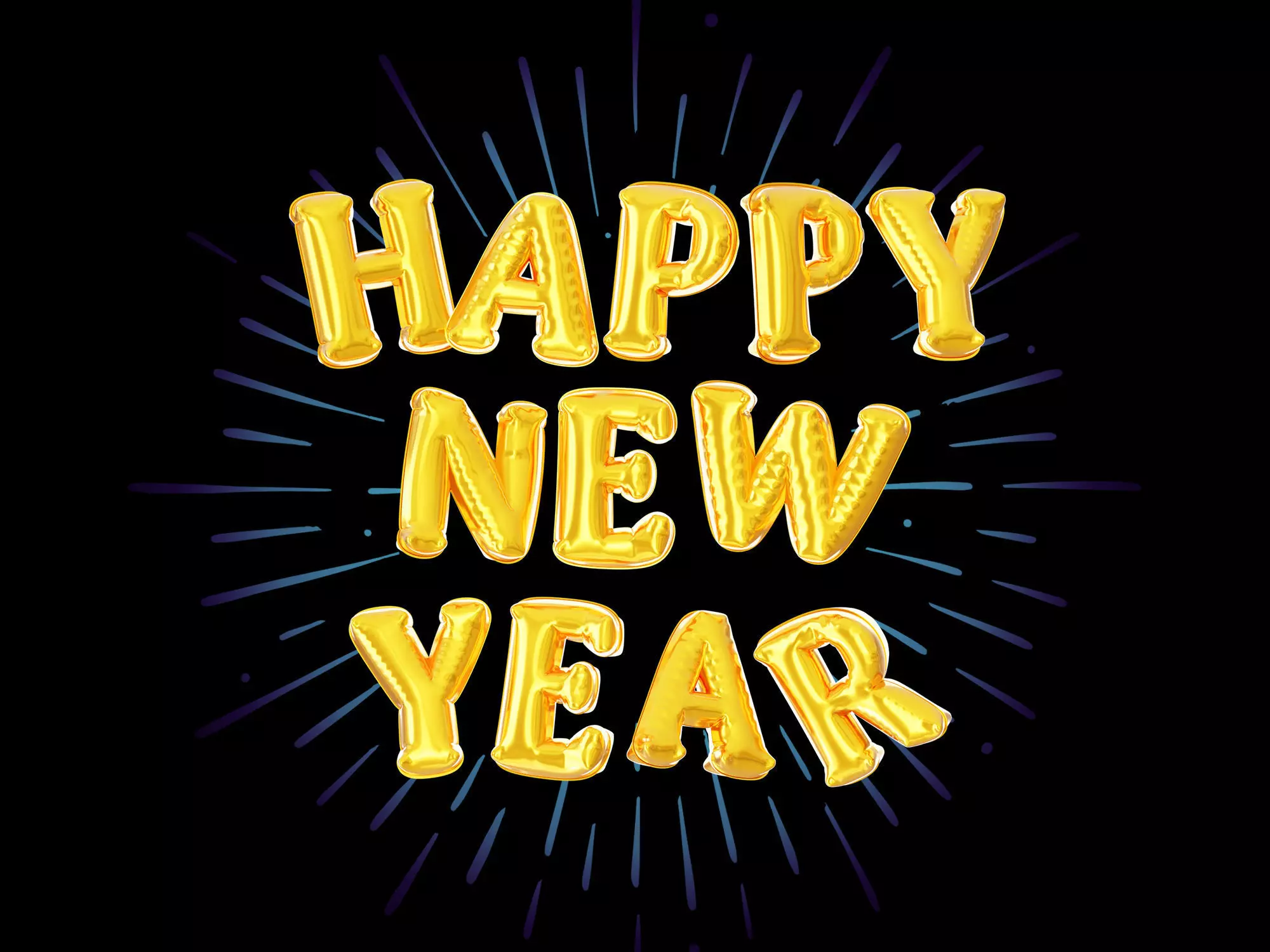 Happy New Year balloons 3D model_0