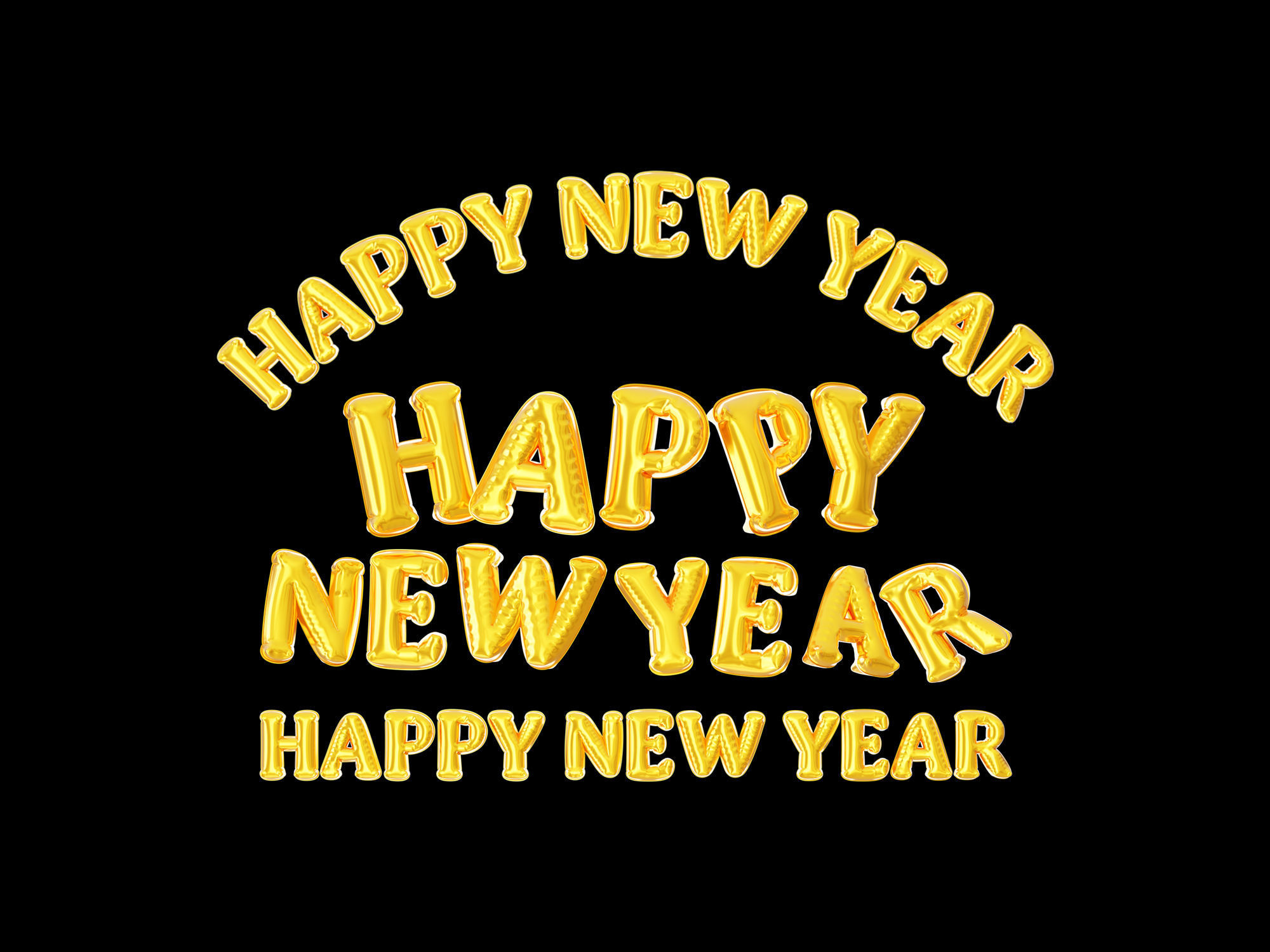 Happy New Year balloons 3D model_7