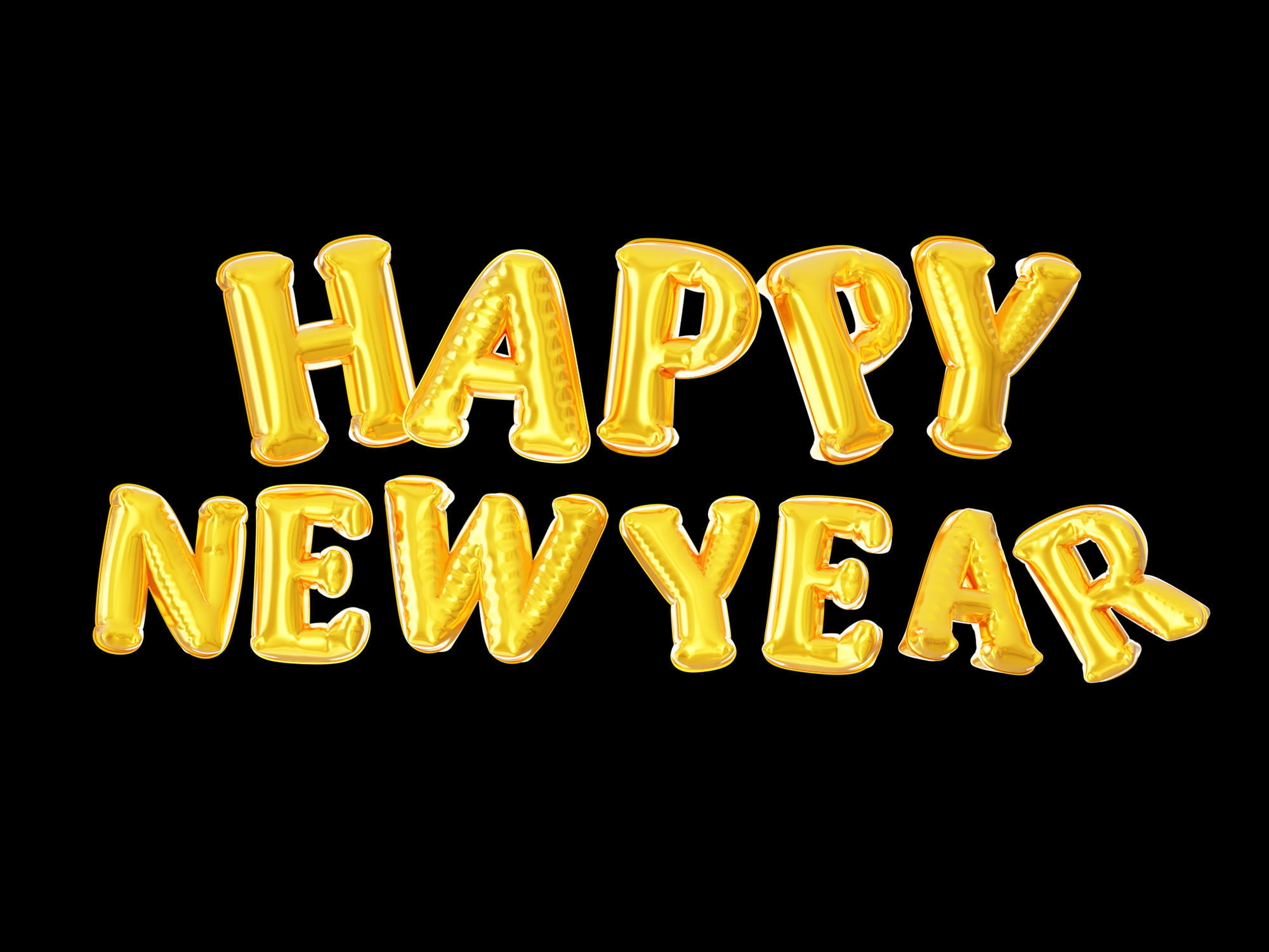 Happy New Year balloons 3D model_5