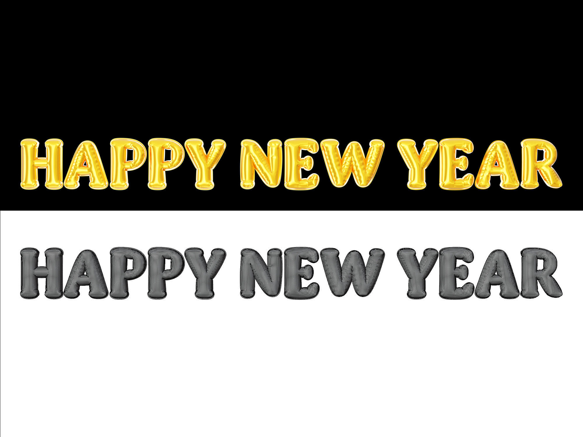 Happy New Year balloons 3D model_4