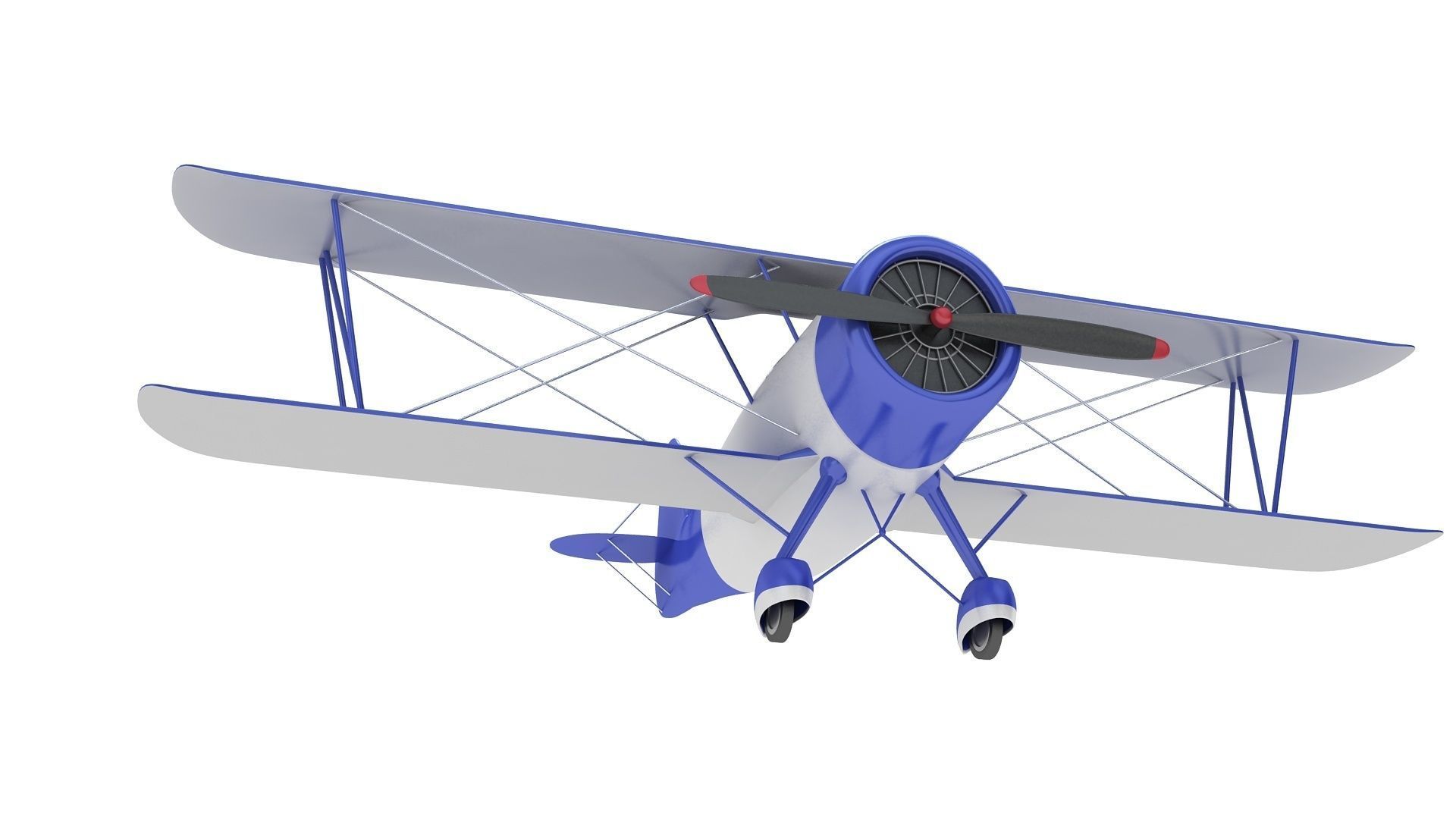 Biplane vintage 3D model_4