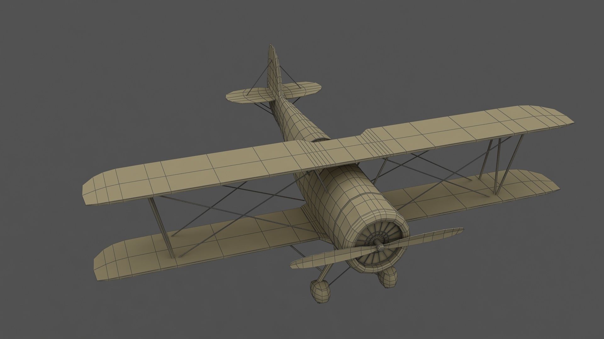 Biplane vintage 3D model_5