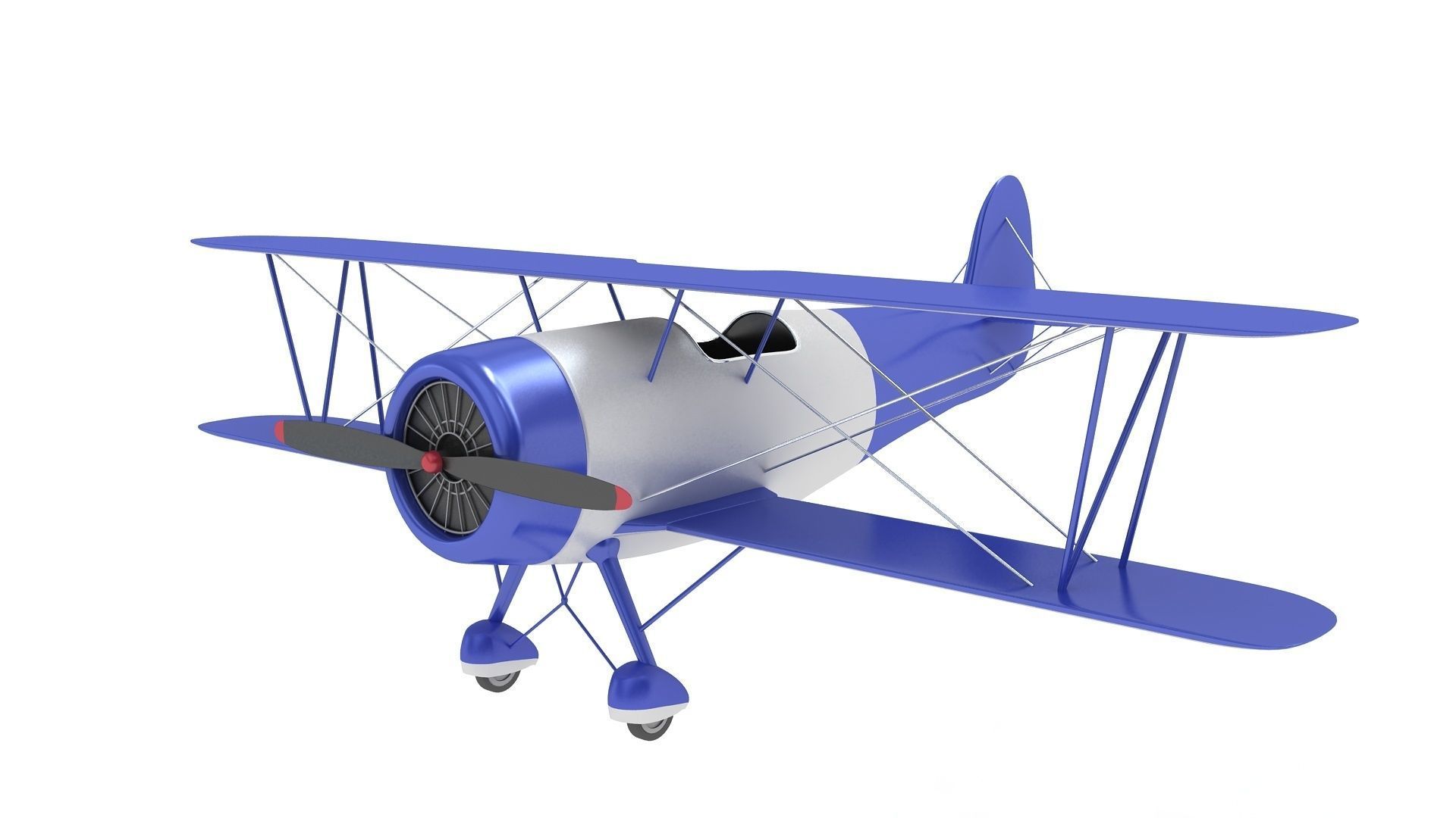 Biplane vintage 3D model_1