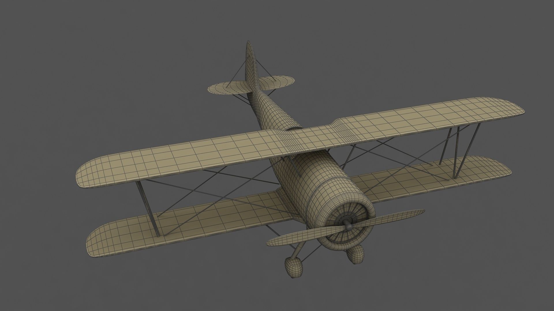 Biplane vintage 3D model_6