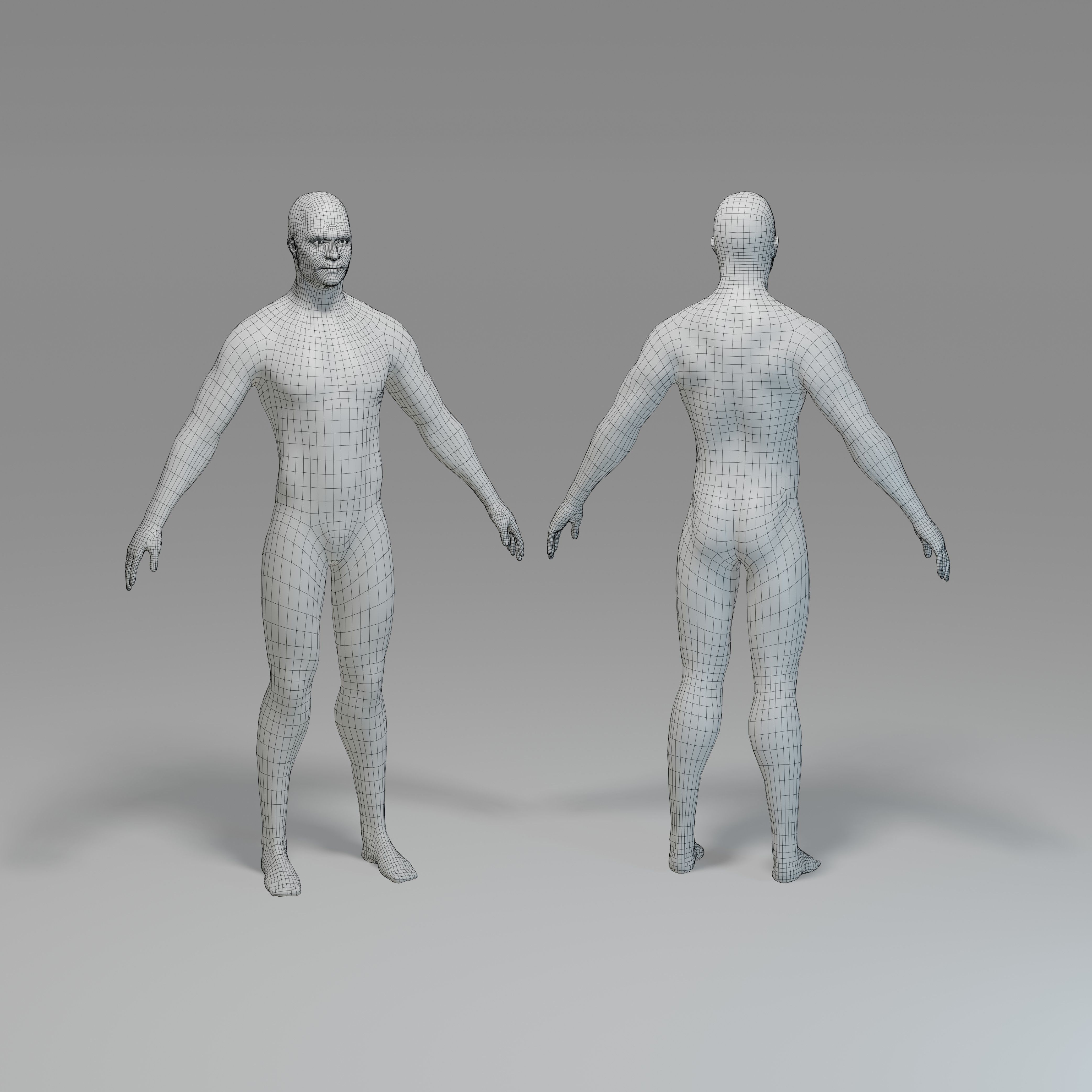 Mid Low Poly Male Character Base Mesh with 12862 Verts Low-poly 3D model_5
