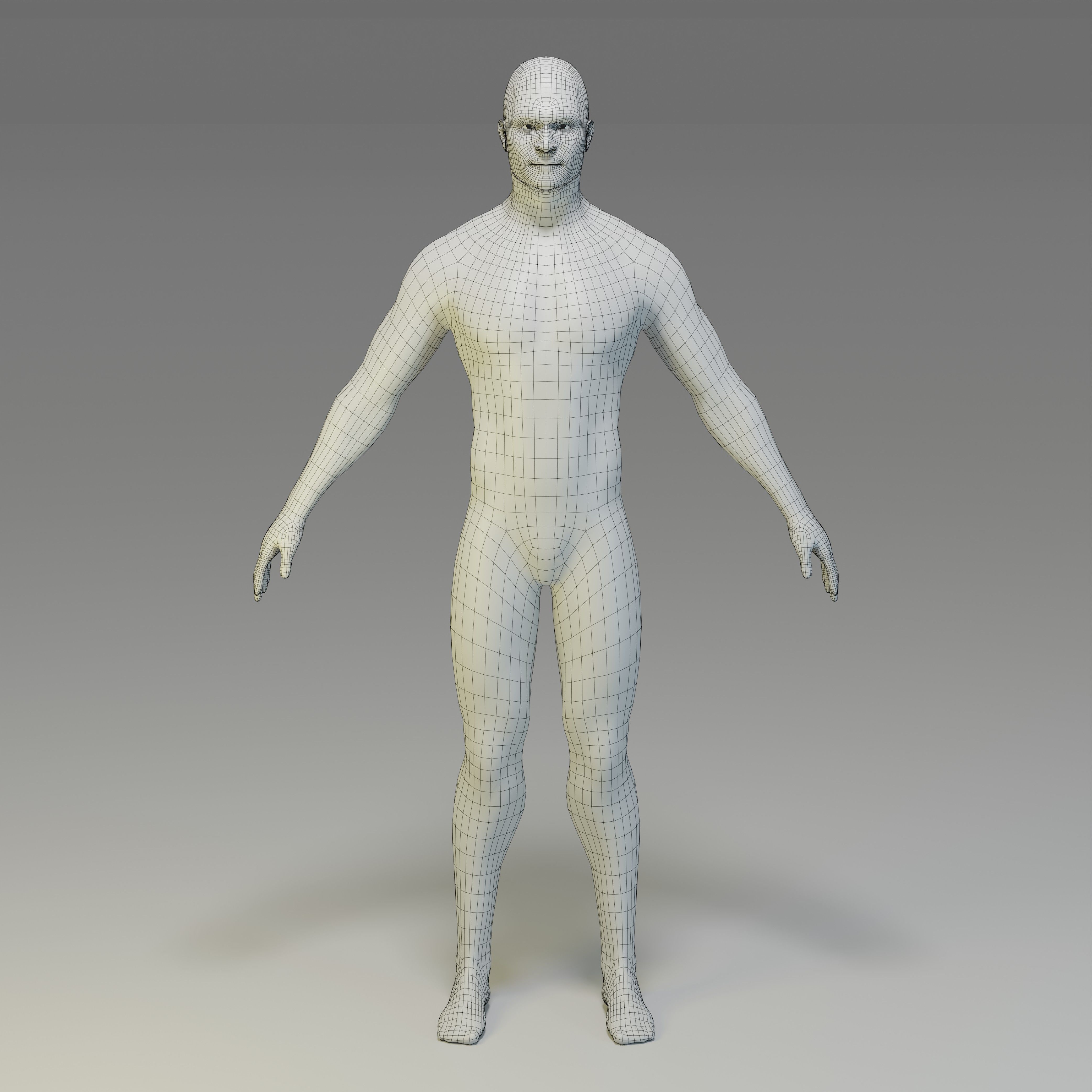 Mid Low Poly Male Character Base Mesh with 12862 Verts Low-poly 3D model_3