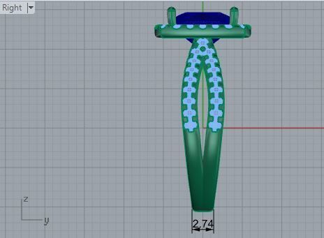 Square blue stone diamond ring 3226 3D print  model 3D print model_6