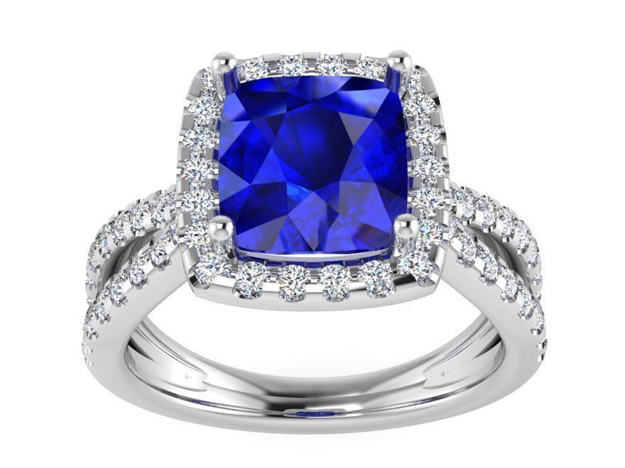 Square blue stone diamond ring 3226 3D print  model 3D print model_2