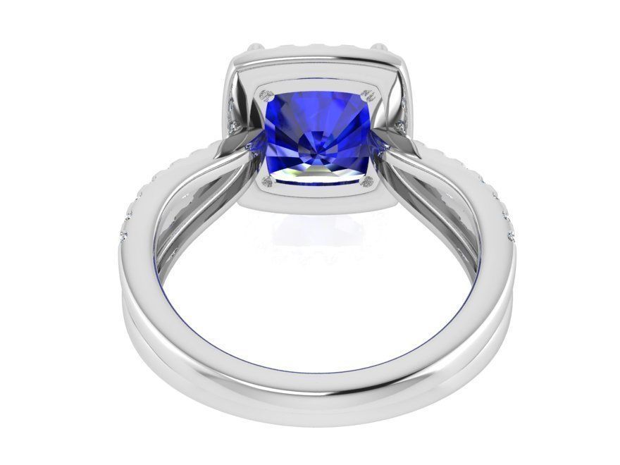 Square blue stone diamond ring 3226 3D print  model 3D print model_3