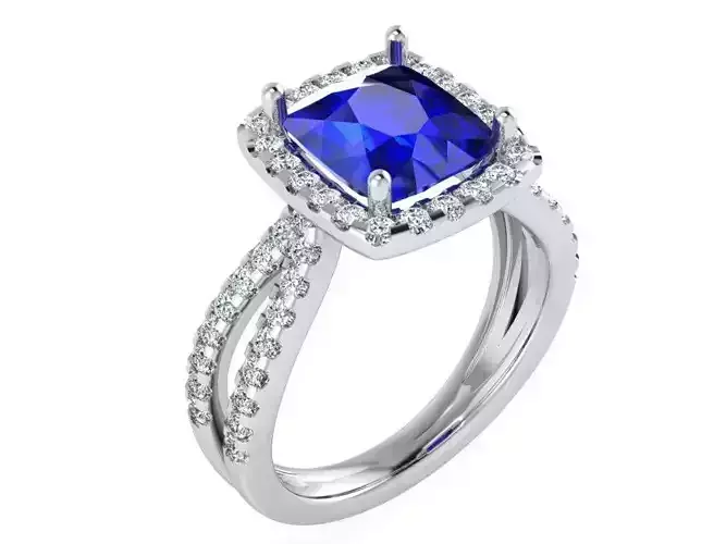 Square blue stone diamond ring 3226 3D print  model