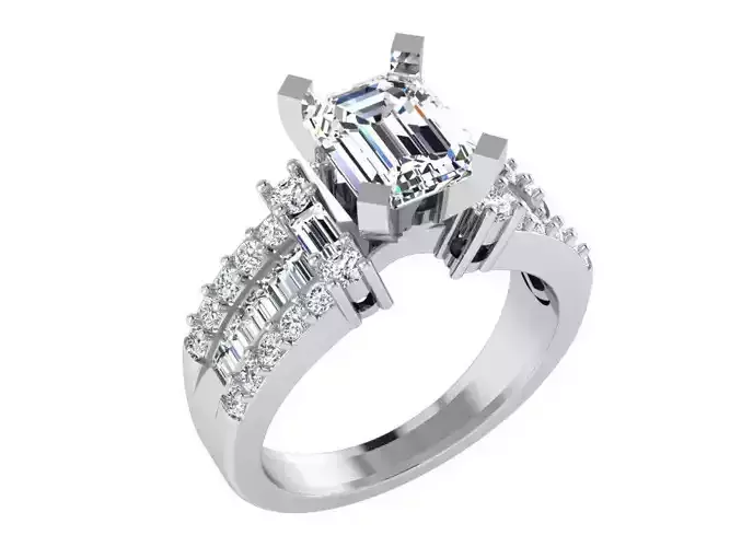 Textured 2-row diamond ring 3227 3D print model