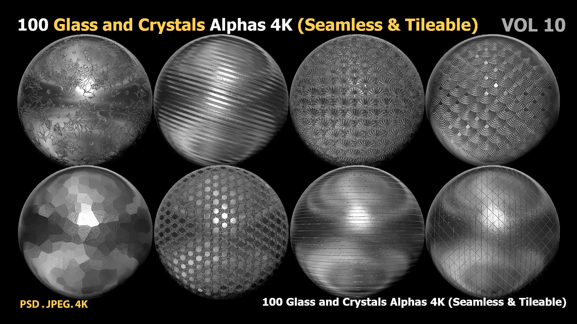 100 Glass and Crystals Alphas Seamless Tileable VOL 10 Texture_22