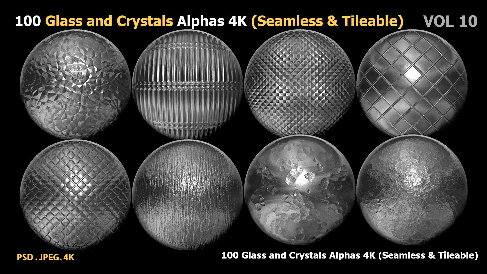 100 Glass and Crystals Alphas Seamless Tileable VOL 10 Texture_4