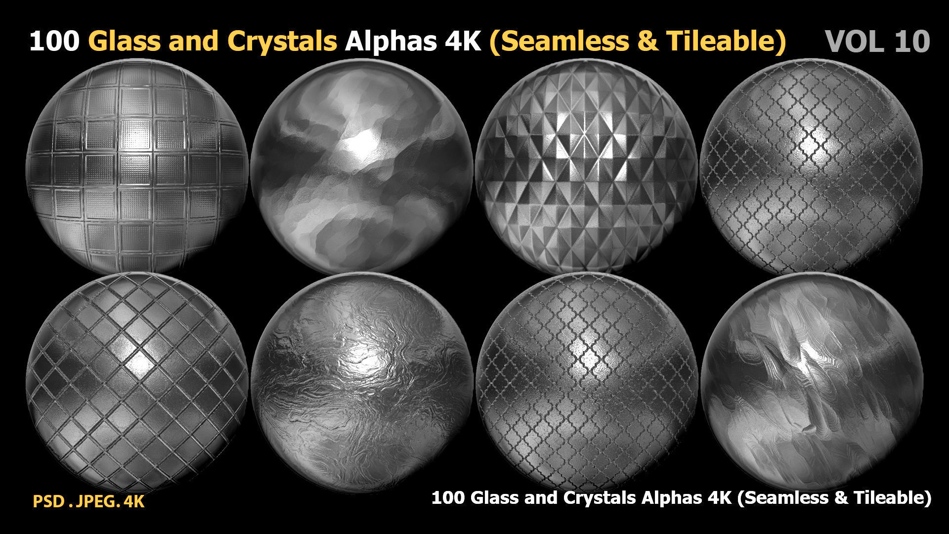 100 Glass and Crystals Alphas Seamless Tileable VOL 10 Texture_7