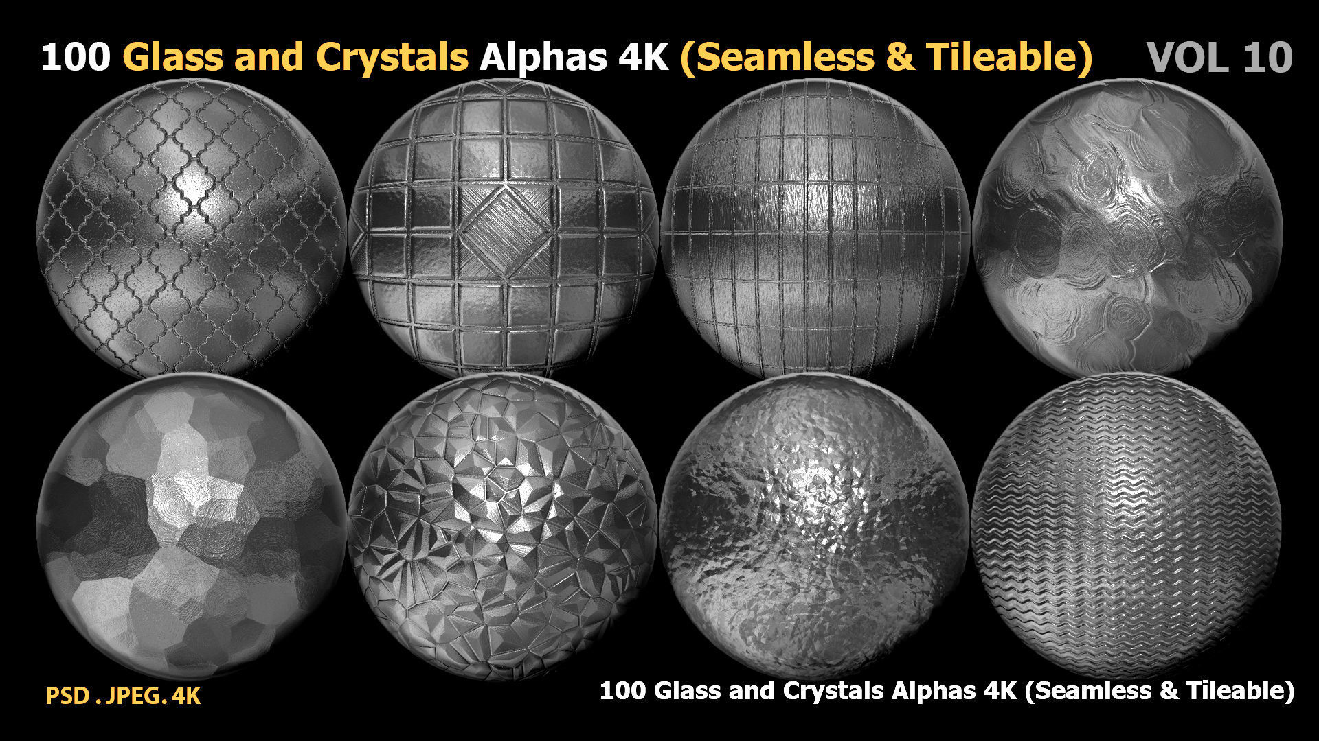 100 Glass and Crystals Alphas Seamless Tileable VOL 10 Texture_24