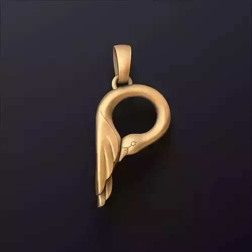 Bird Letter P Pendant 3D print model