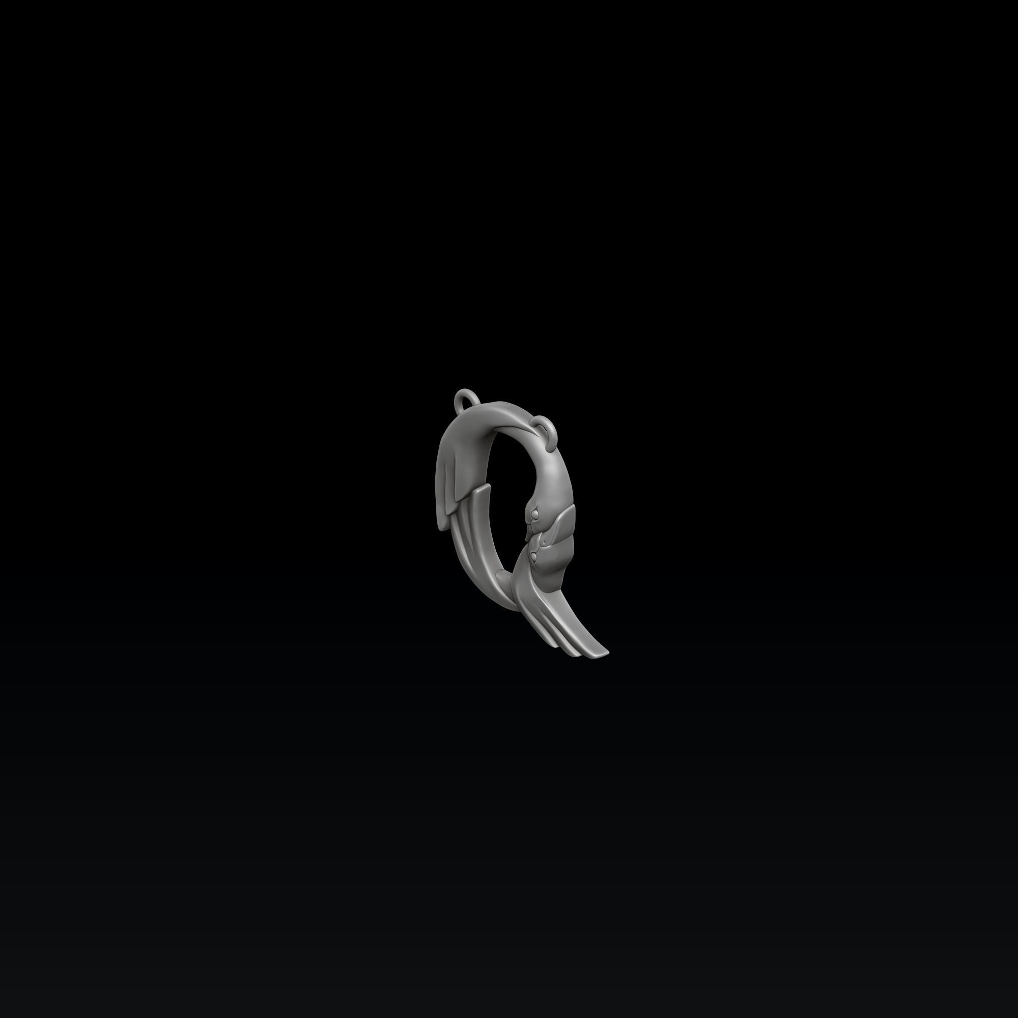 Bird Letter Q Pendant 3D print model_2