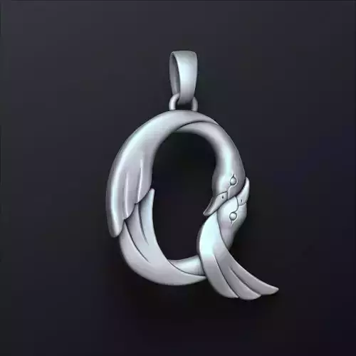 Bird Letter Q Pendant 3D print model