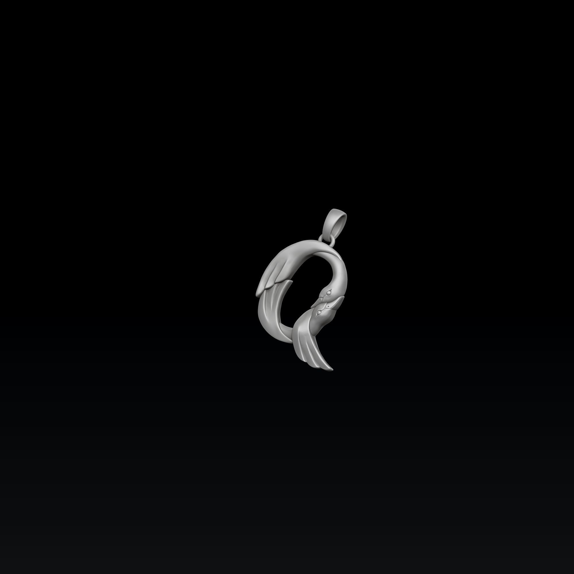 Bird Letter Q Pendant 3D print model_5