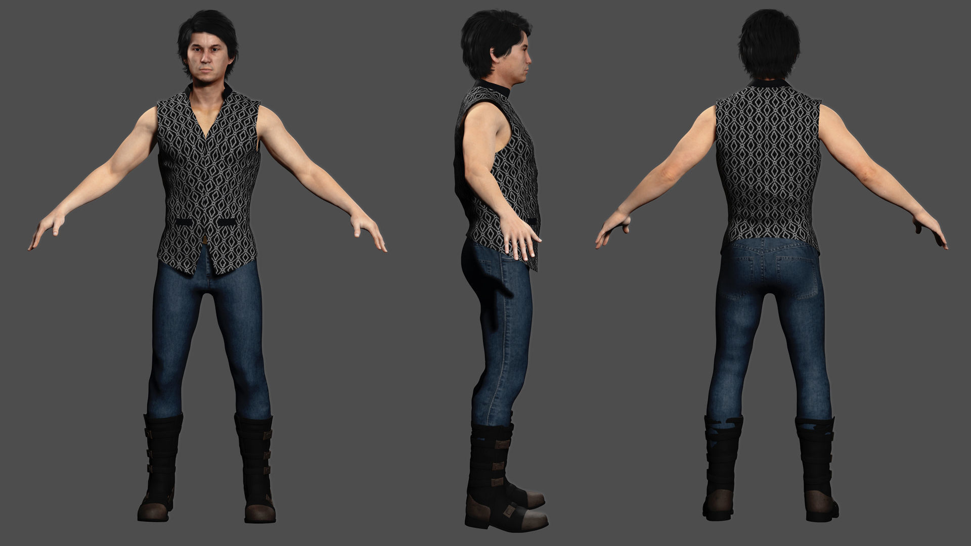 Asian Gangster Yakuza Low-poly 3D model_1