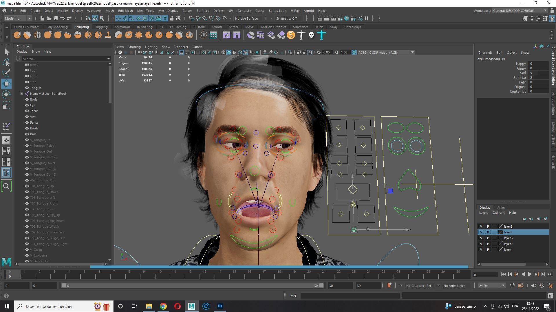 Asian Gangster Yakuza Low-poly 3D model_28