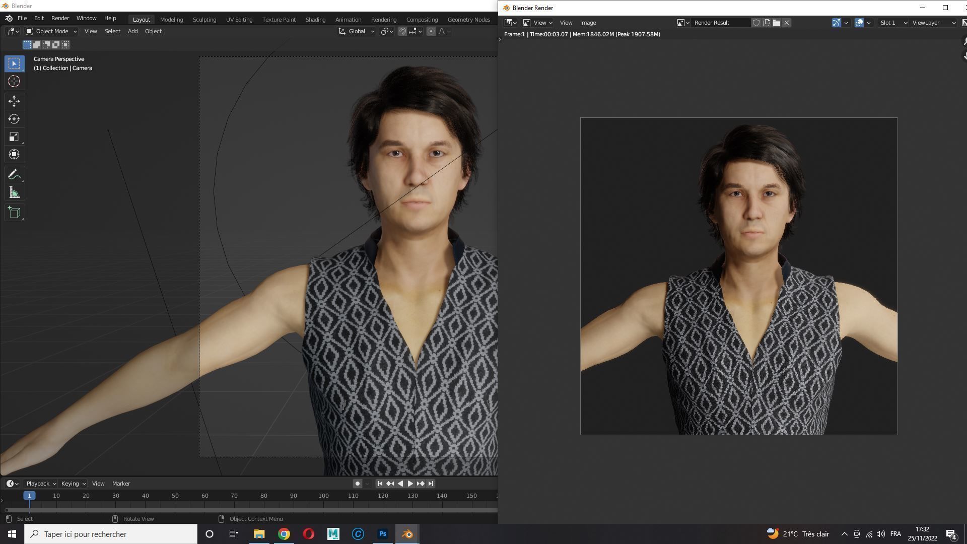 Asian Gangster Yakuza Low-poly 3D model_21