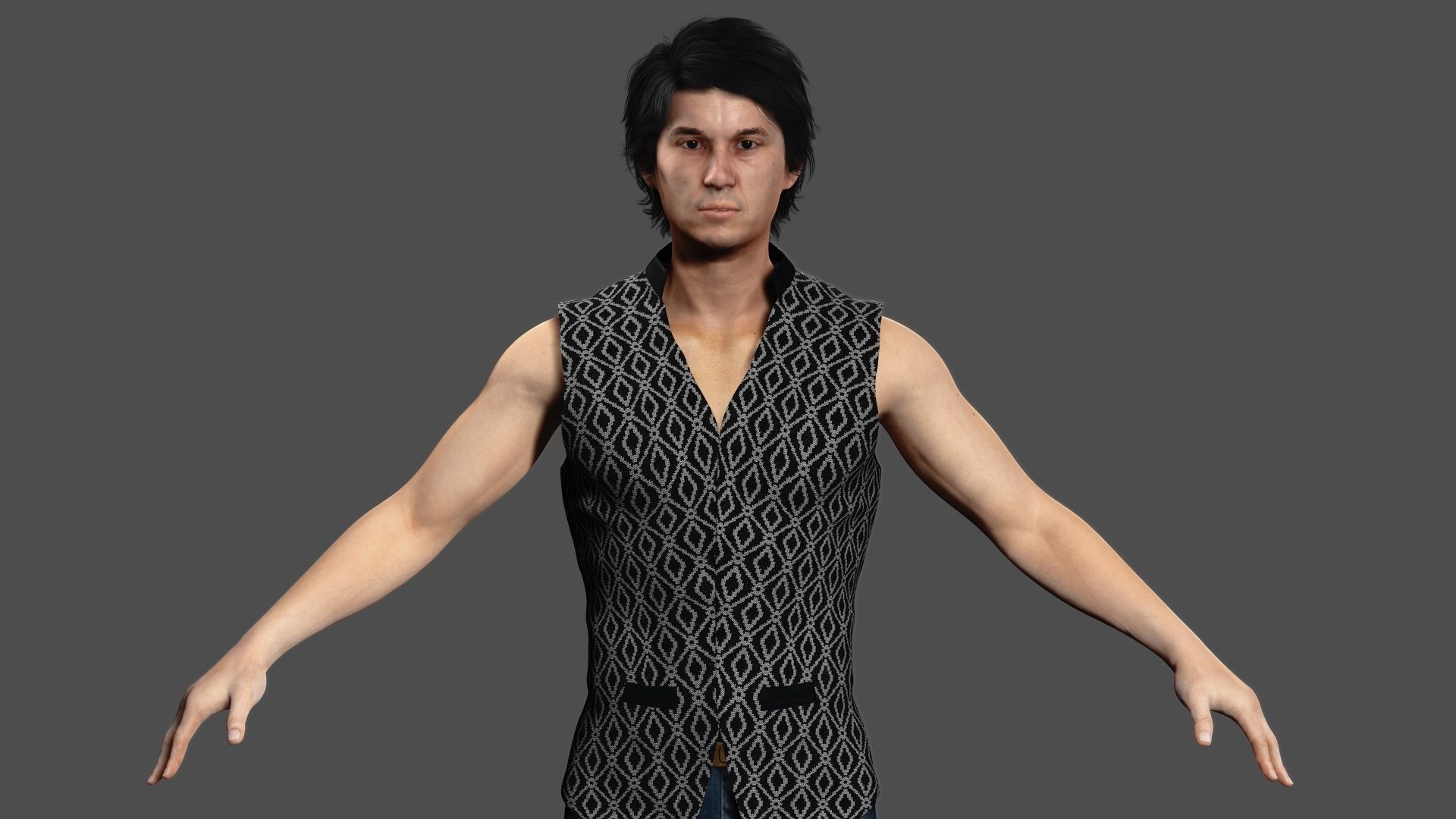 Asian Gangster Yakuza Low-poly 3D model_8