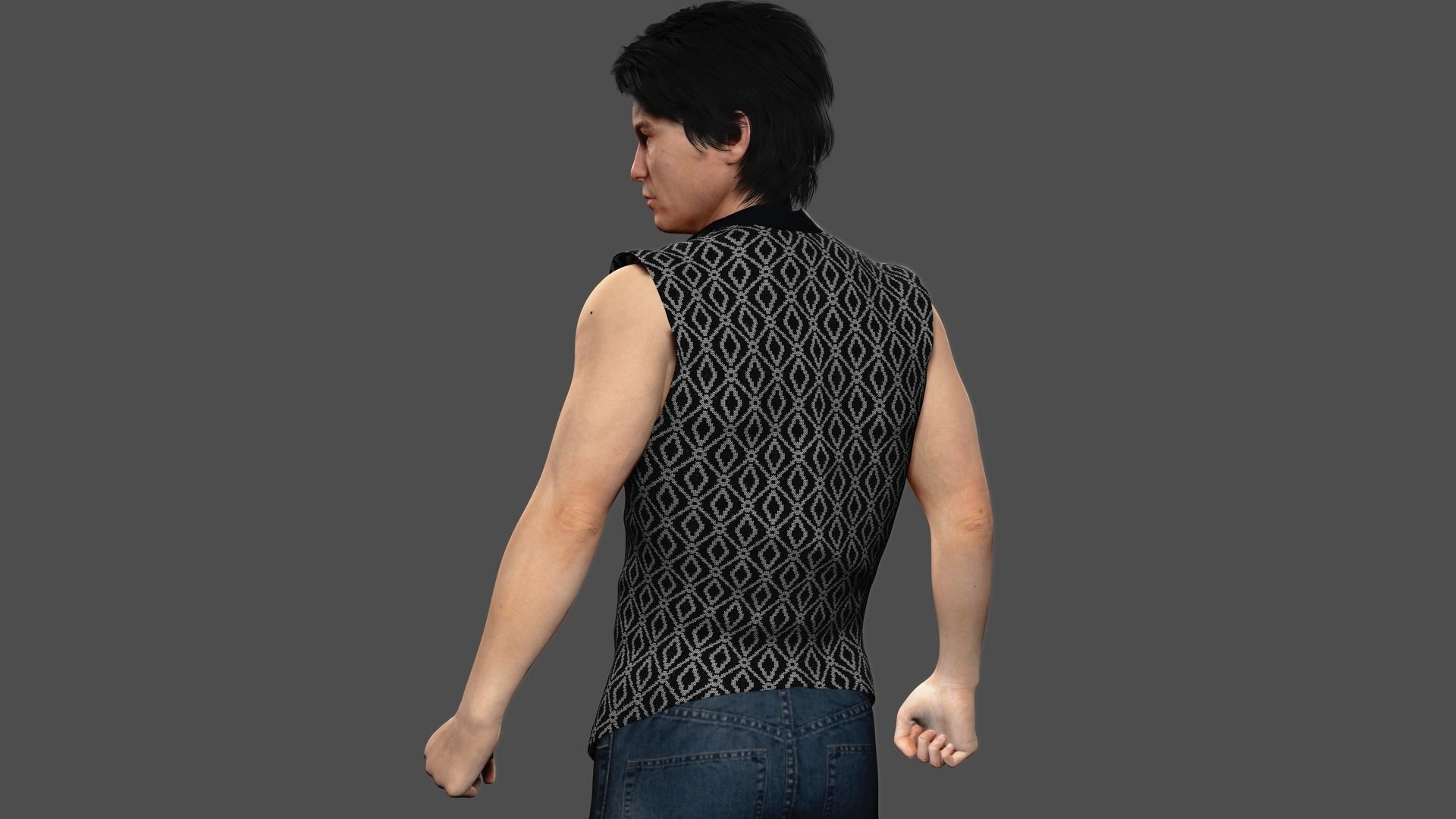 Asian Gangster Yakuza Low-poly 3D model_6