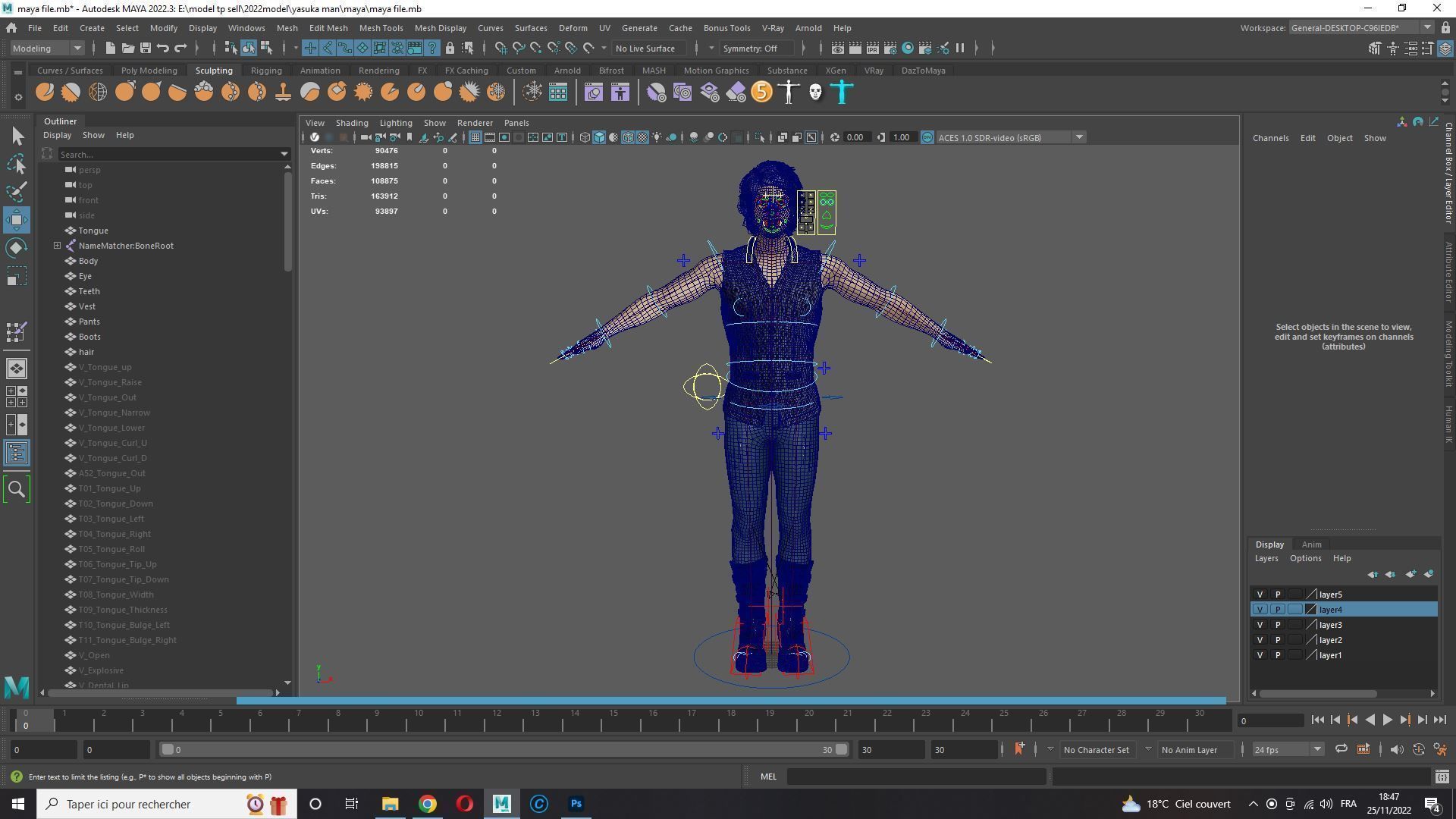 Asian Gangster Yakuza Low-poly 3D model_27