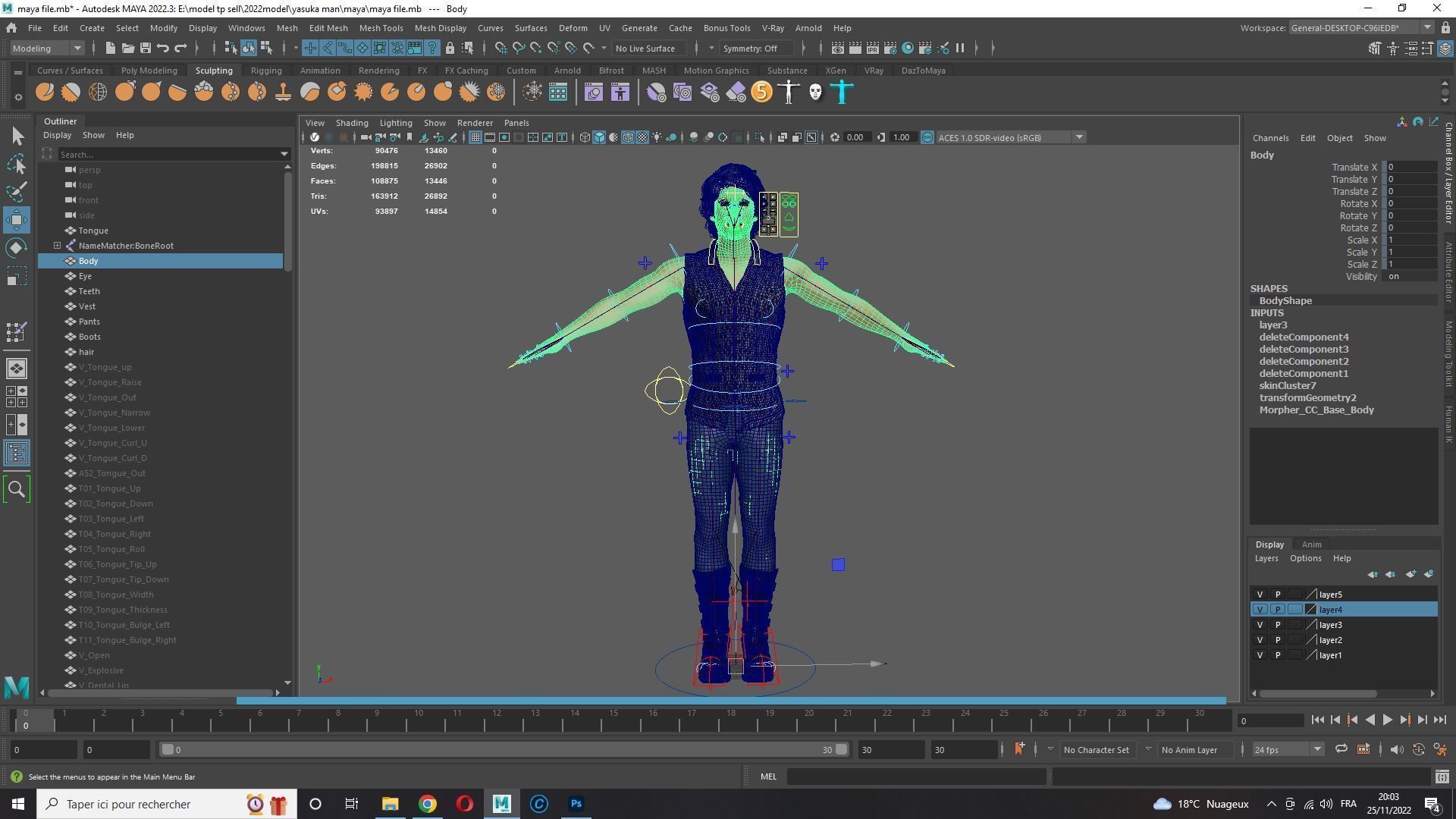 Asian Gangster Yakuza Low-poly 3D model_29