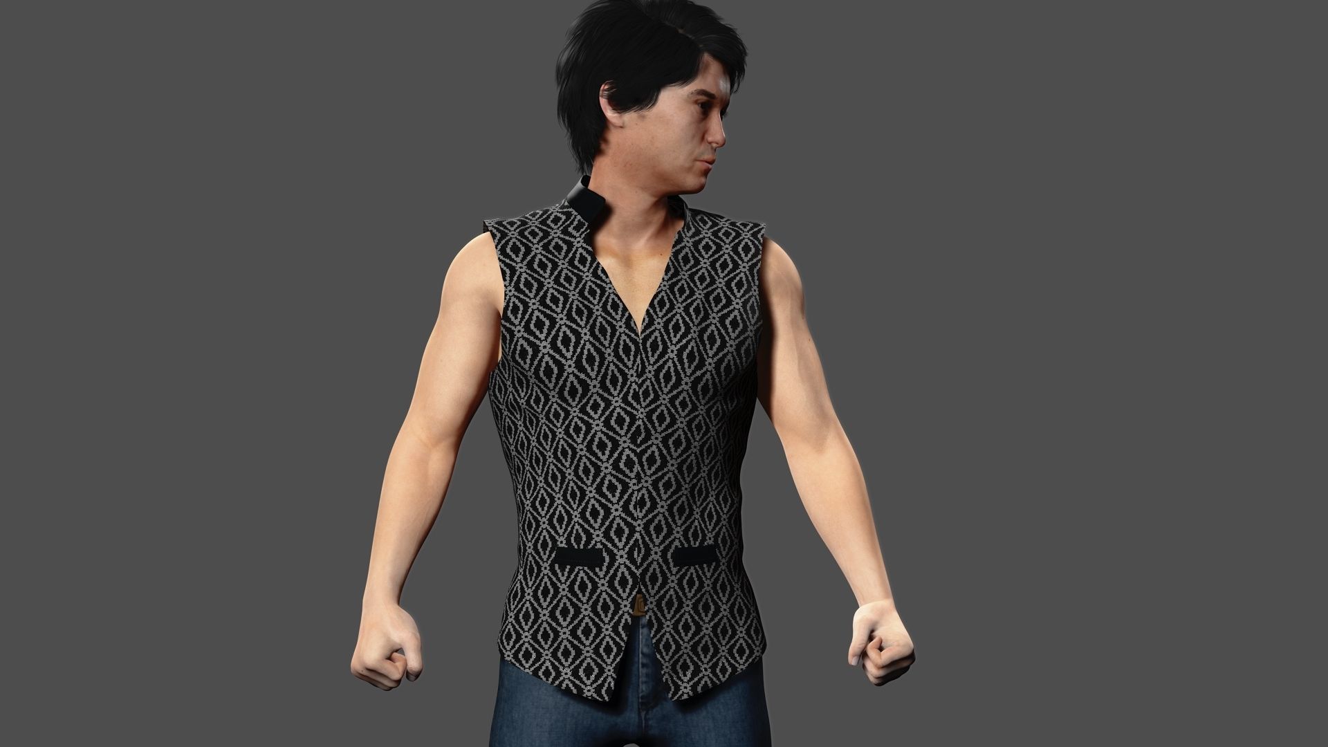 Asian Gangster Yakuza Low-poly 3D model_5