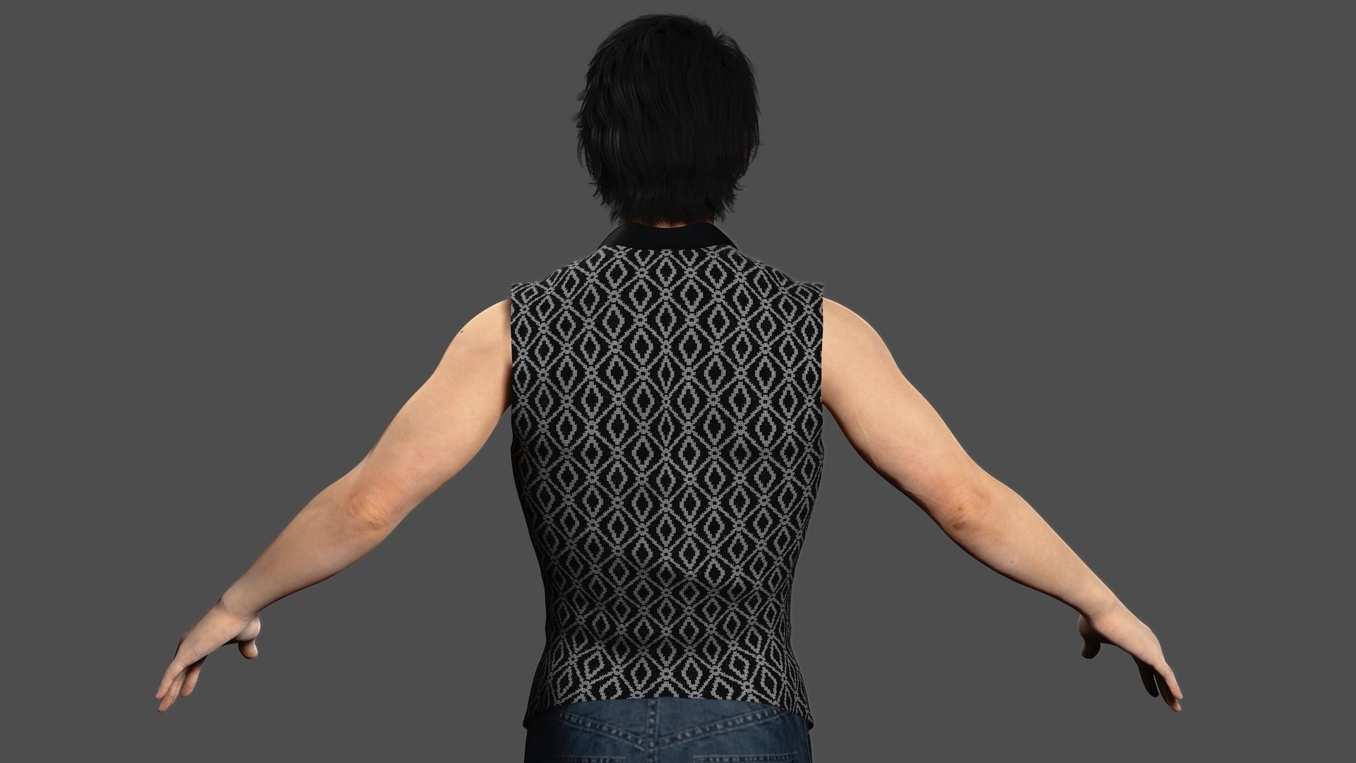 Asian Gangster Yakuza Low-poly 3D model_7