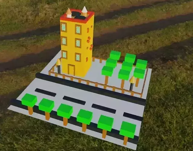 Low Poly Building with Environment