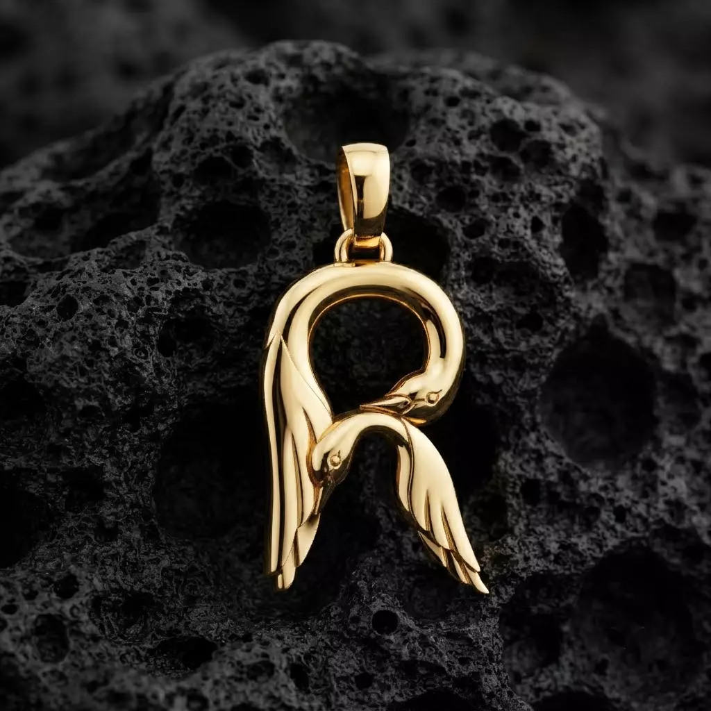 Bird Letter R Pendant 3D print model