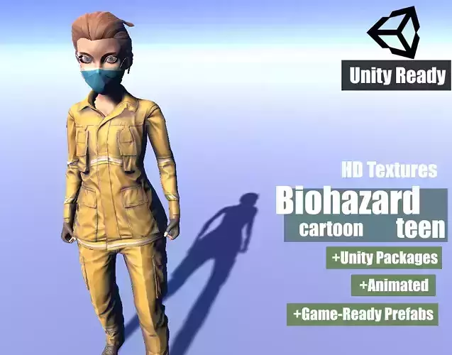 Biohazard Cartoon Teen - animated rigged Cartoon Teen Girl