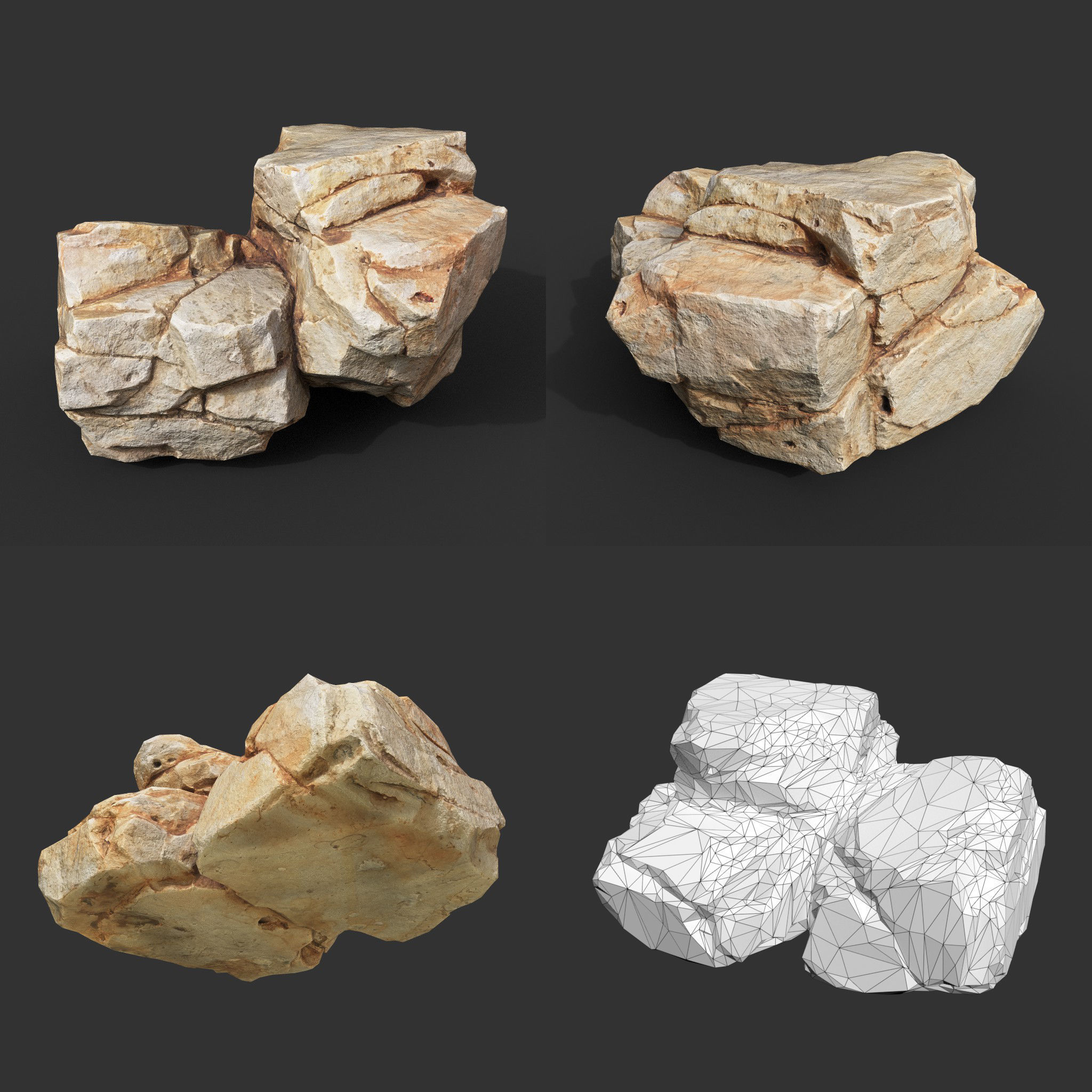 Yellow Horizontal Rock Modular 221123 - Ultra HD 16K Texture Low-poly 3D model_14