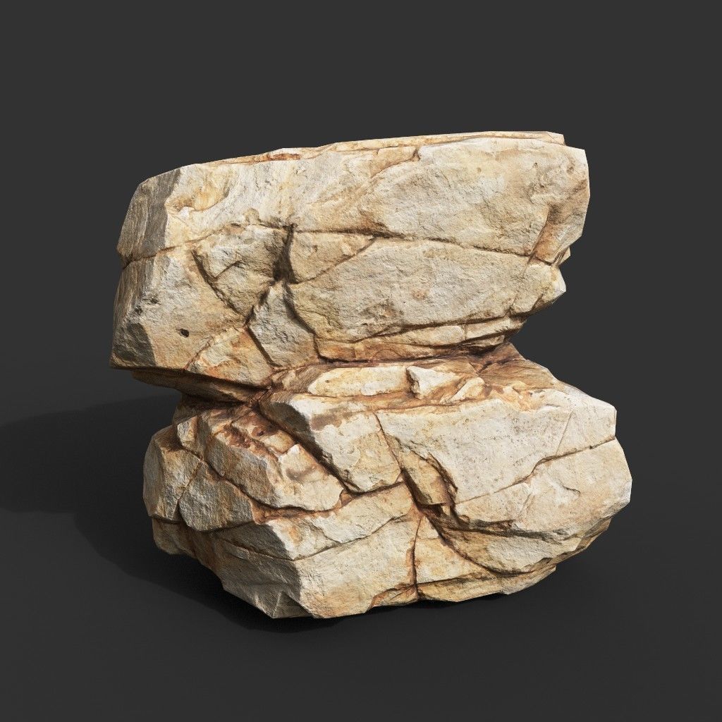 Yellow Horizontal Rock Modular 221123 - Ultra HD 16K Texture Low-poly 3D model_9