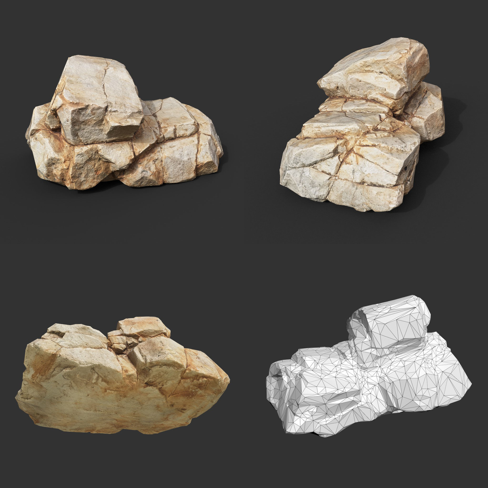 Yellow Horizontal Rock Modular 221123 - Ultra HD 16K Texture Low-poly 3D model_16