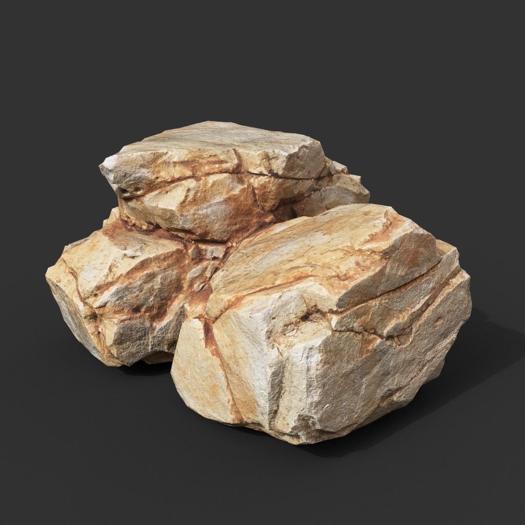 Yellow Horizontal Rock Modular 221123 - Ultra HD 16K Texture Low-poly 3D model_13