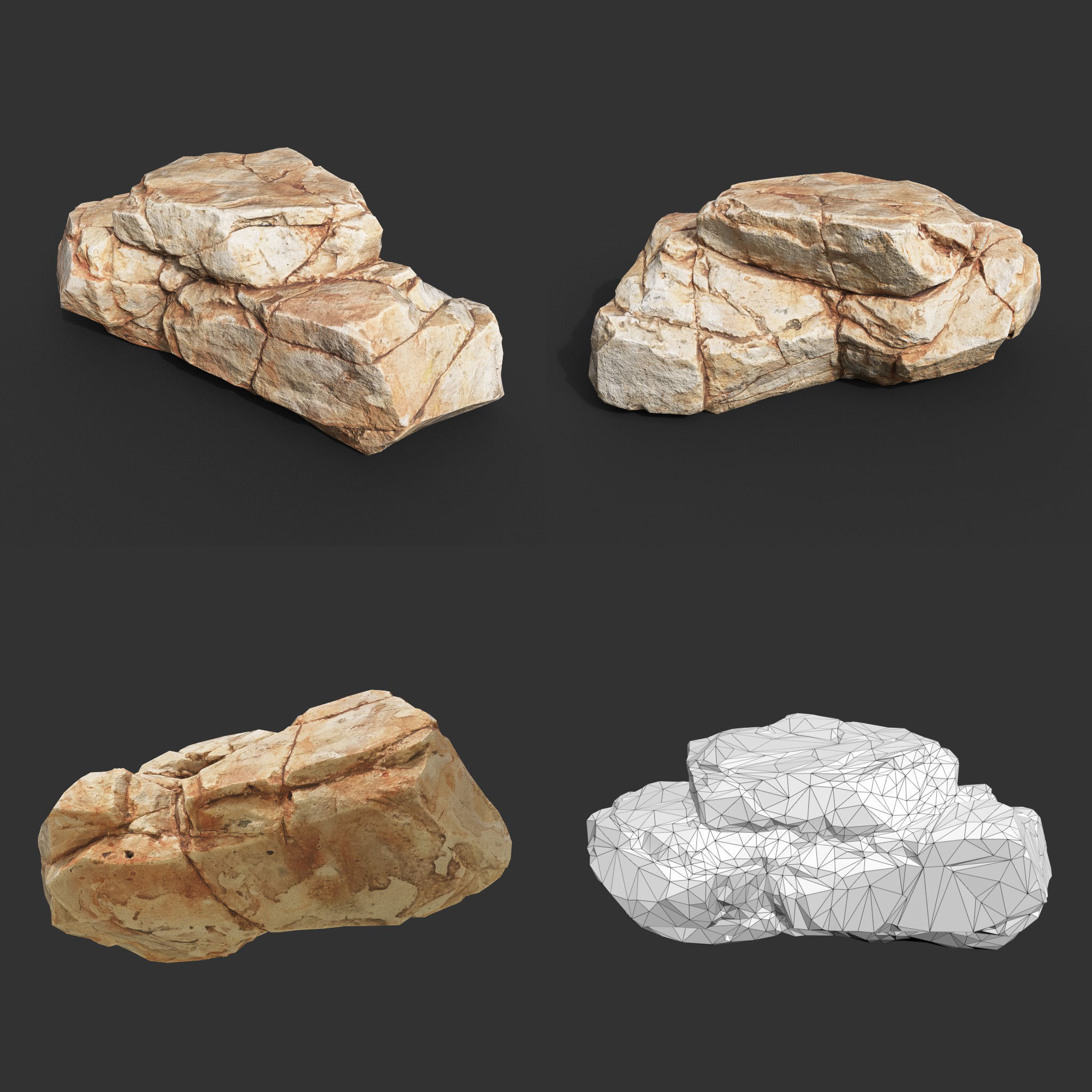 Yellow Horizontal Rock Modular 221123 - Ultra HD 16K Texture Low-poly 3D model_12