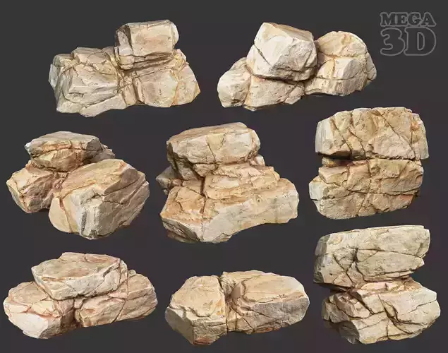 Yellow Horizontal Rock Modular 221123 - Ultra HD 16K Texture Low-poly 3D model